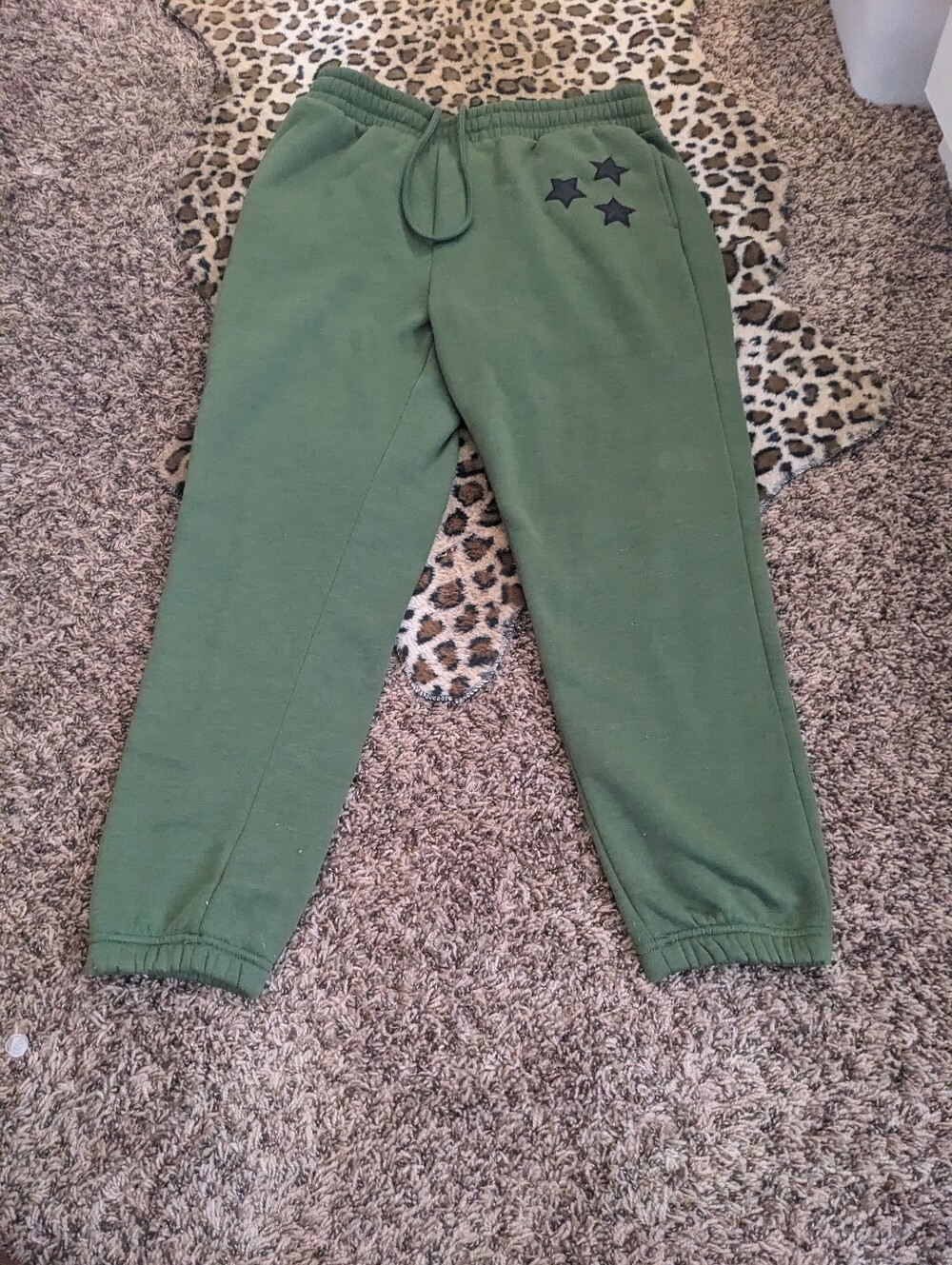 Kids Olive Green Star-Accent Joggers